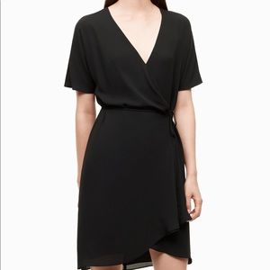Babaton black long sleeve Wallace, wrap dress.